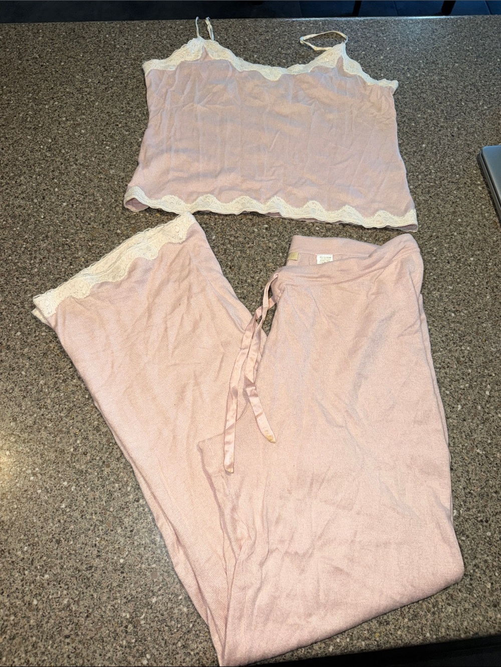 Banana Republic Silk Angora Lace-Trim Cami & Pant Sleep Set